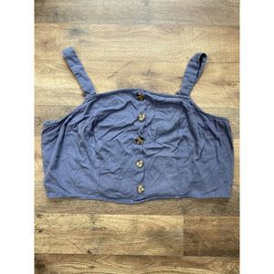 Torrid Blue Crop Tank‎ Top With Buttons Size 1